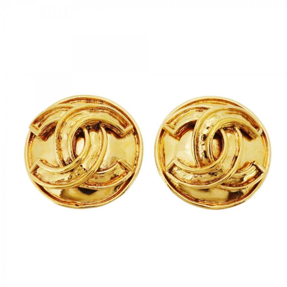 CHANEL Gold Logo Earrings - Picture 1 of 6
